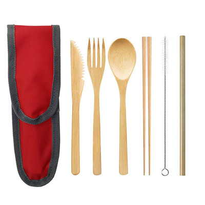 BambooMake.cn Bamboo Utensils Set 6pcs in a Flap Bag