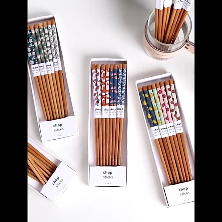 bamboomake.cn Printed Threaded Bamboo Chopsticks – Textured Grip with Decorative Patterns, Eco-Frien