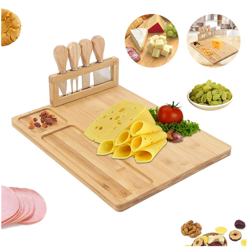 BambooMake.cn Bamboo Cheese Board with Set | Removable cheese board