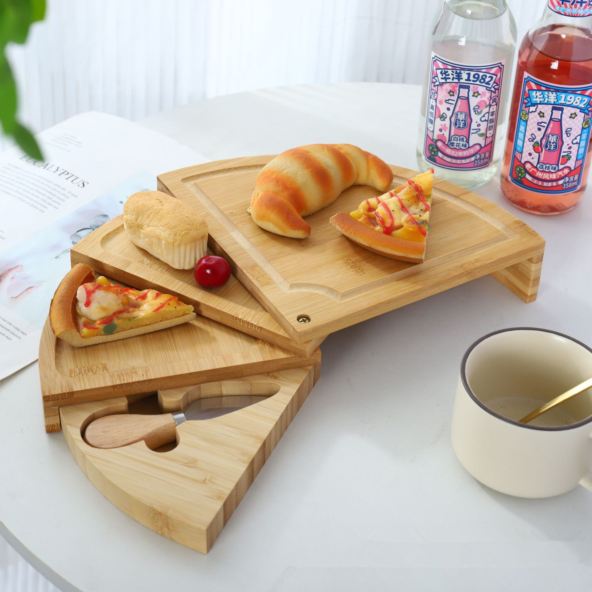 BambooMake.cn Bamboo Cheese Board with Set | Storable cheese board