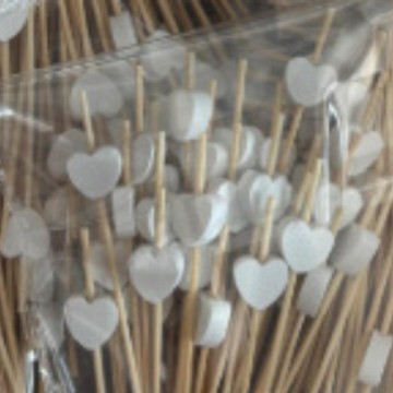 BambooMake.cn, 100 pieces/pack, White Heart Disposable Fruit Sticks, Cocktail Sticks, Food Sticks, C
