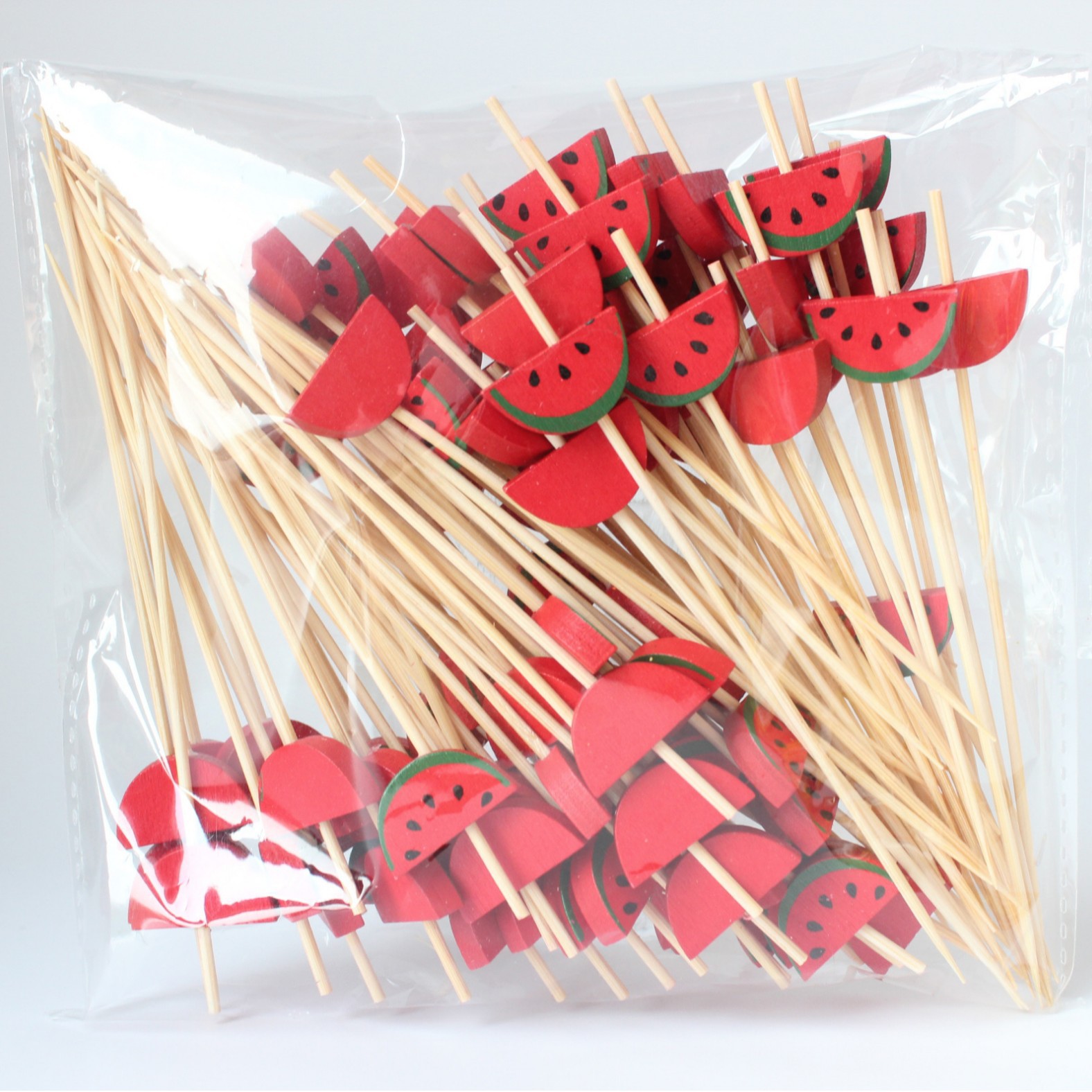 BambooMake.cn, 100 pieces/pack, large watermelon disposable fruit skewers, cocktail skewers, food sk