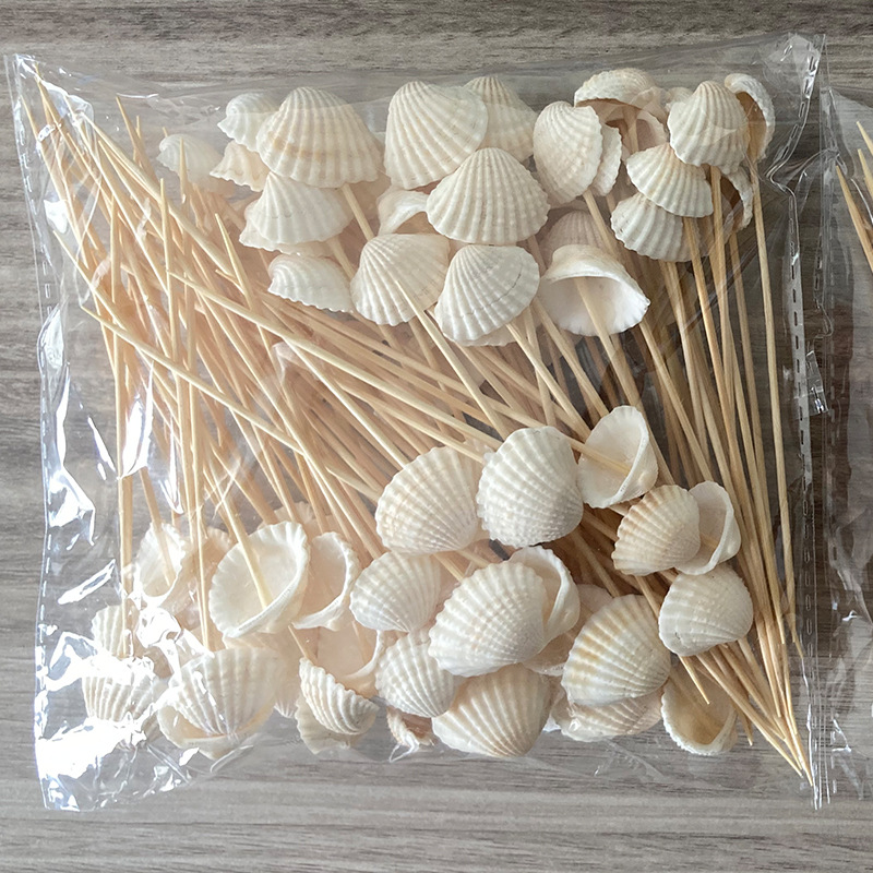 BambooMake.cn, 100 pieces/pack, Shell Disposable Fruit Sticks, Cocktail Sticks, Food Sticks Manufact