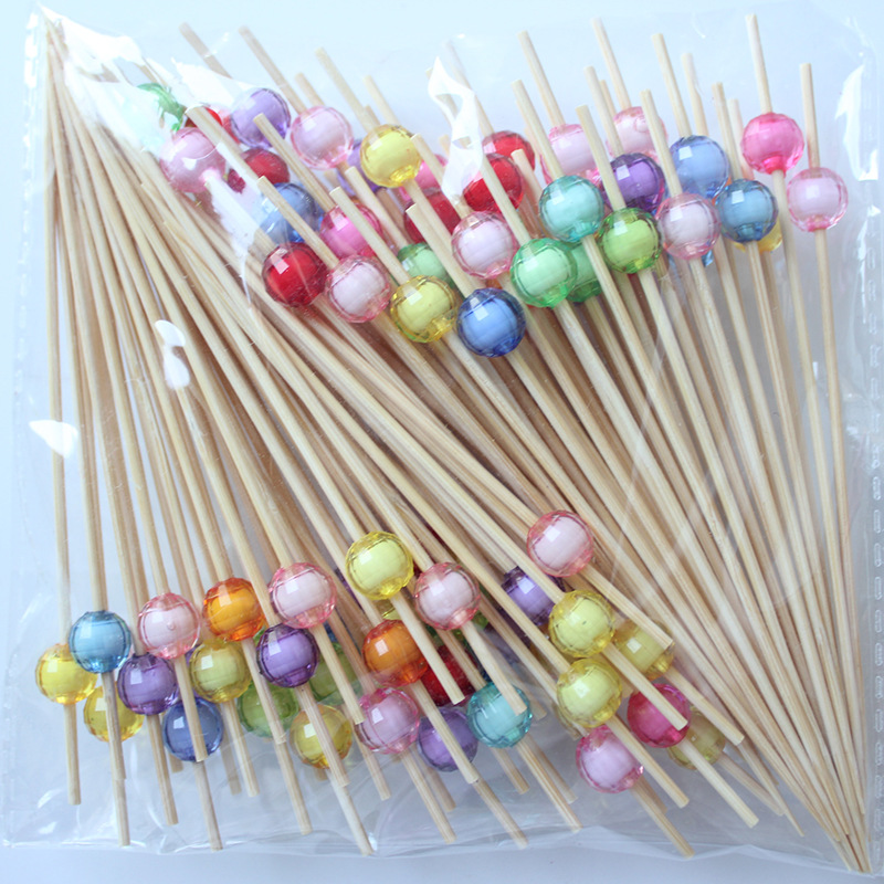 BambooMake.cn, 100 pieces/pack, Earth Pearl Crystal Disposable Fruit Picks, Cocktail Picks, Food Pic