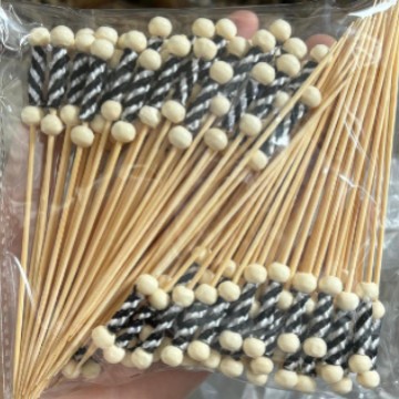 BambooMake.cn, 100 pieces/pack, double-beaded thread set, disposable fruit and cocktail sticks, food