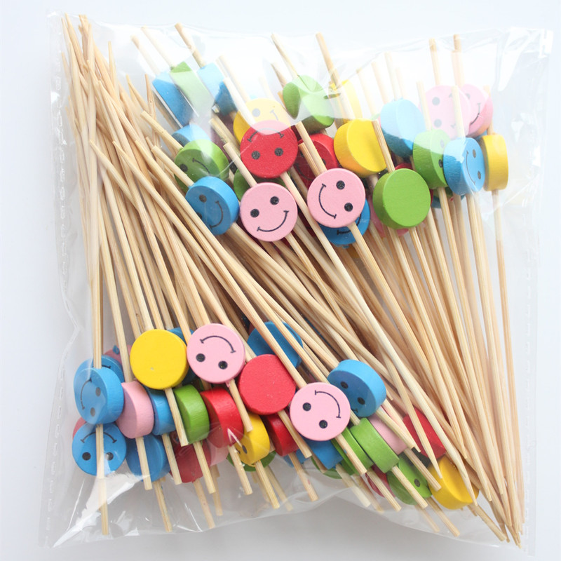 BambooMake.cn, 100 pieces/pack, five-color assortment of cute round smiley faces. Disposable fruit a