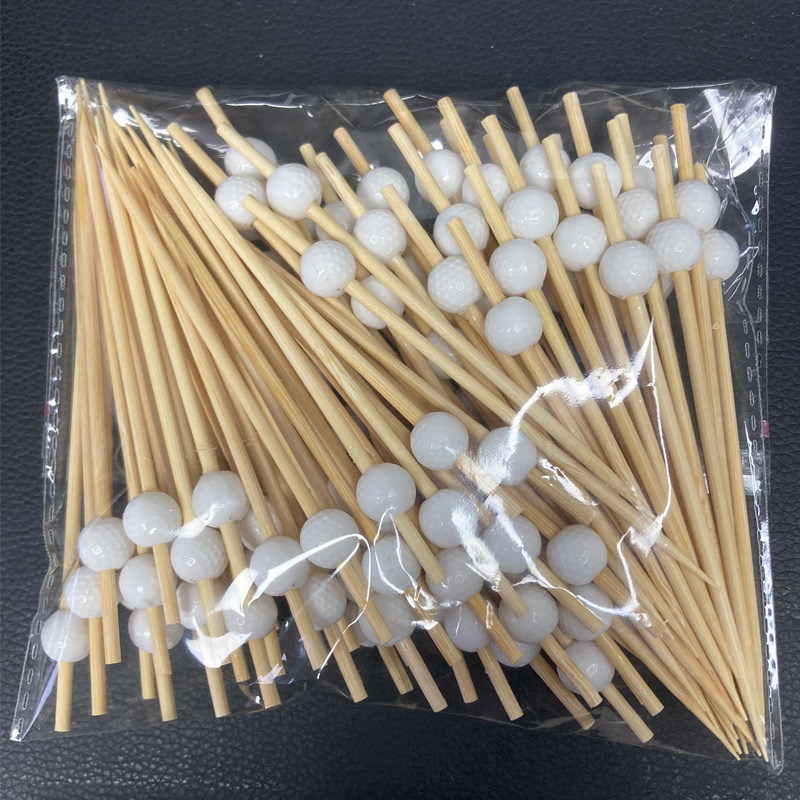 BambooMake.cn, 100 pieces/pack, white golf ball beads, disposable fruit picks, decorative picks, coc
