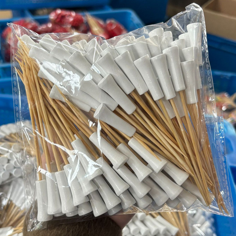 BambooMake.cn, 100 pieces/pack, white golf sticks, disposable fruit sticks, decorative sticks, cockt