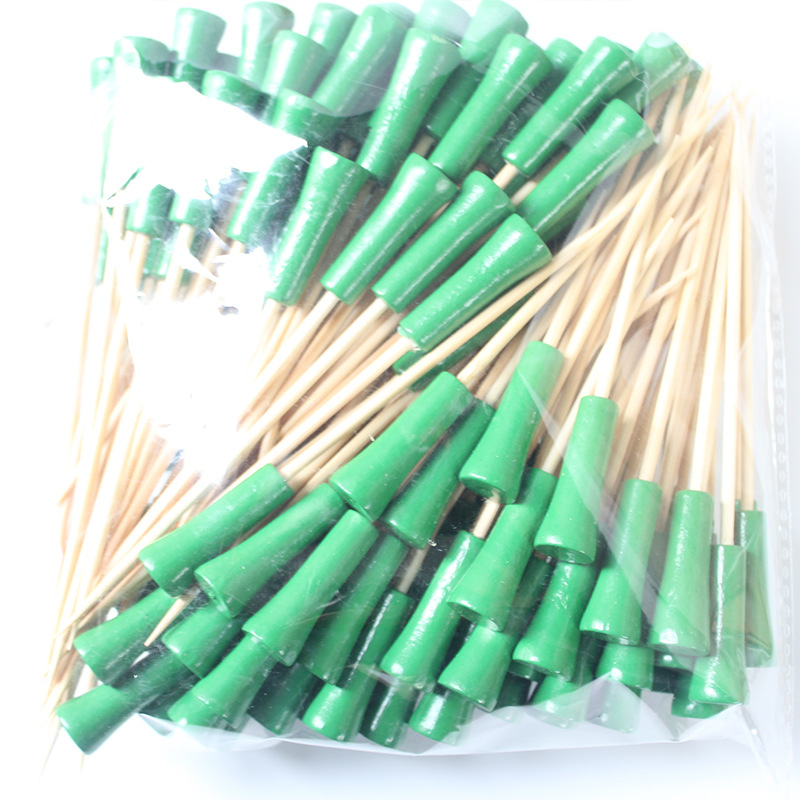 BambooMake.cn, 100 pieces/pack, green golf sticks, disposable fruit sticks, decorative sticks, cockt