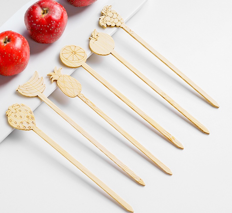 BambooMake.cn Bamboo Fruit Picks Cocktail Skewer Cute Sticks