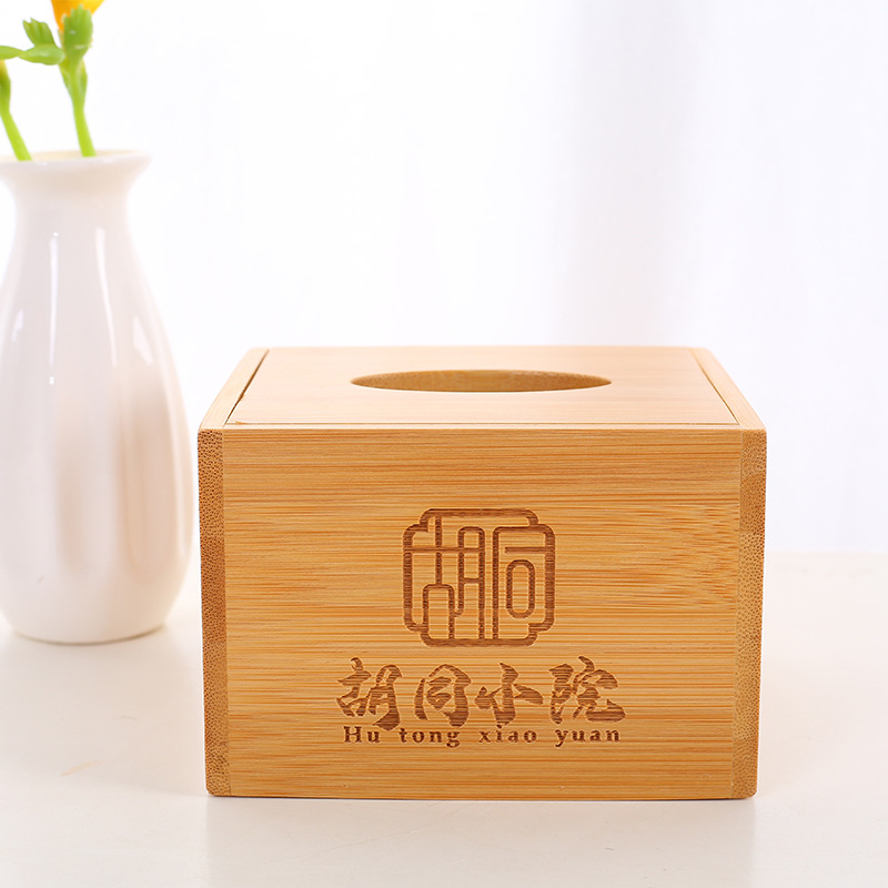 BambooMake.cn Bamboo tissue case, mini box with opening cover on the top