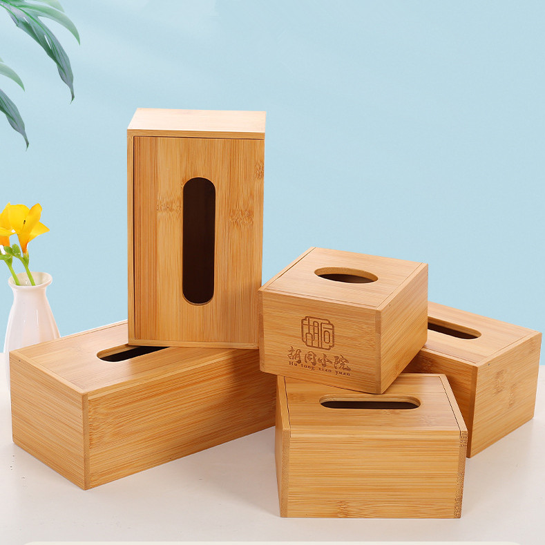 BambooMake.cn Bamboo tissue case 15*12*8, with opening cover on the bottom