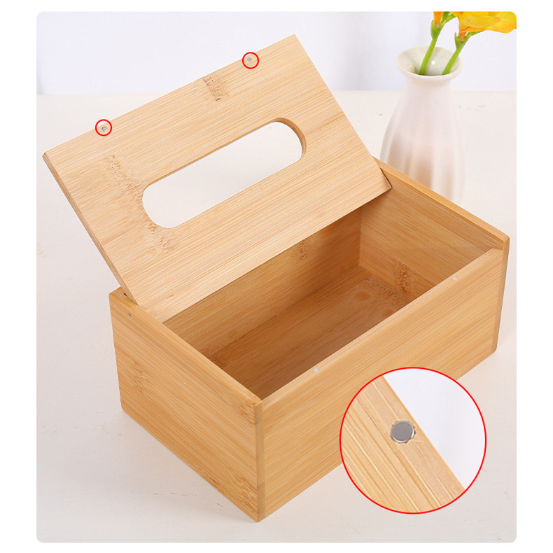 BambooMake.cn Bamboo tissue case 15*12*8, with opening cover on the top