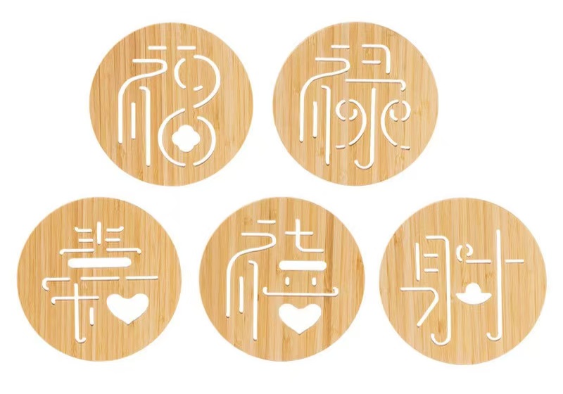 BambooMake.cn Round retro Bamboo Coasters