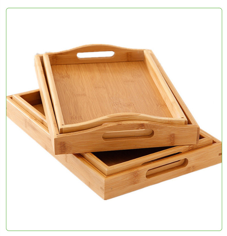 BambooMake.cn bamboo square serving tray with handle