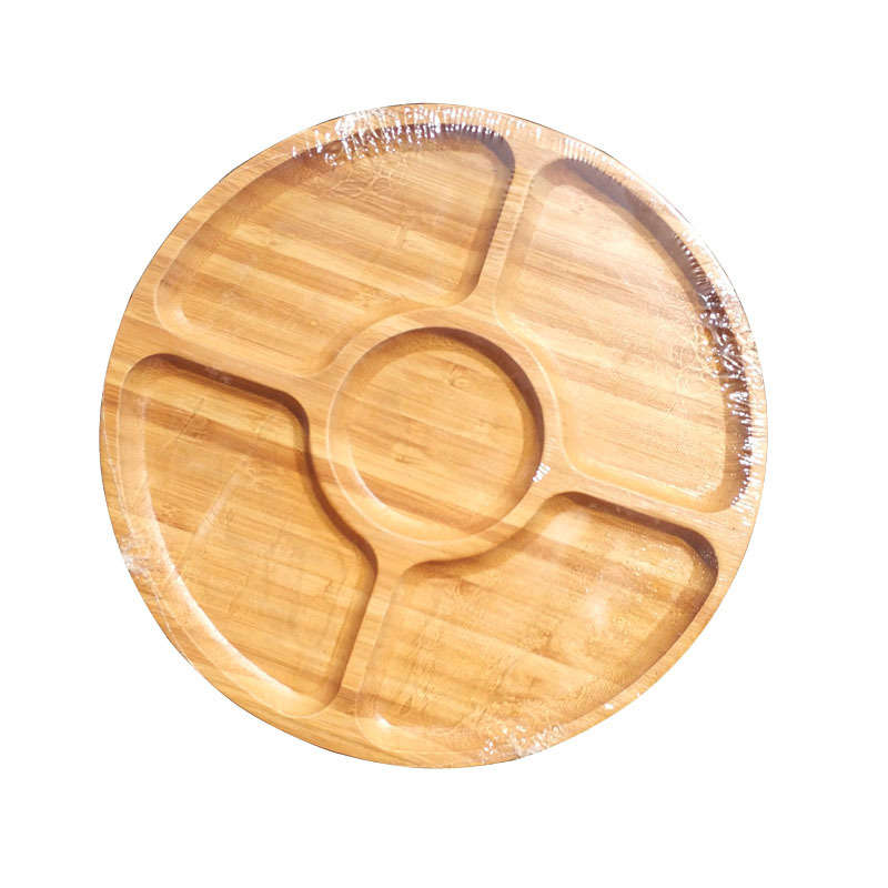 BambooMake.cn Bamboo Round Five-Compartment Food Tray