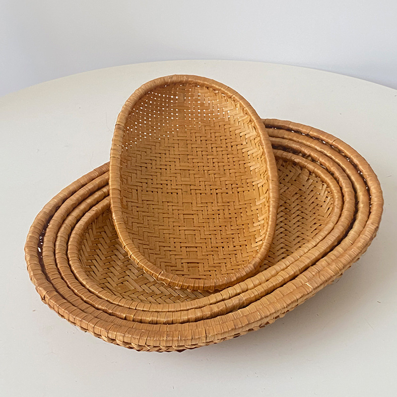 Oval Handwoven Bamboo Storage Basket &am